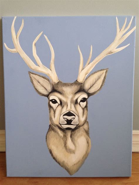 canvas deer painting|More.